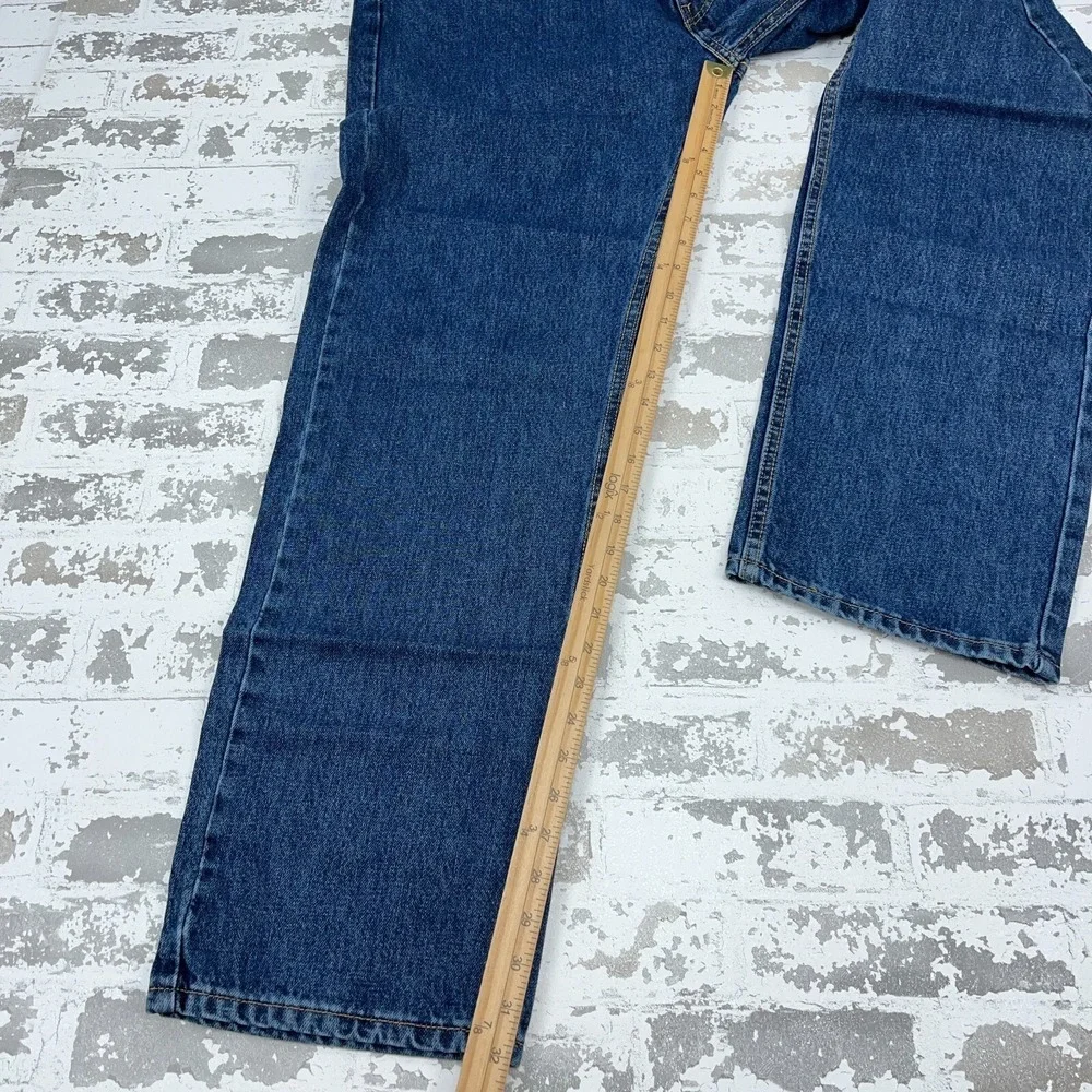 Levis 505 Jeans Men 40x32 Regular Fit Dark Blue Wash Denim Pants Adult CC4 - Picture 6 of 16